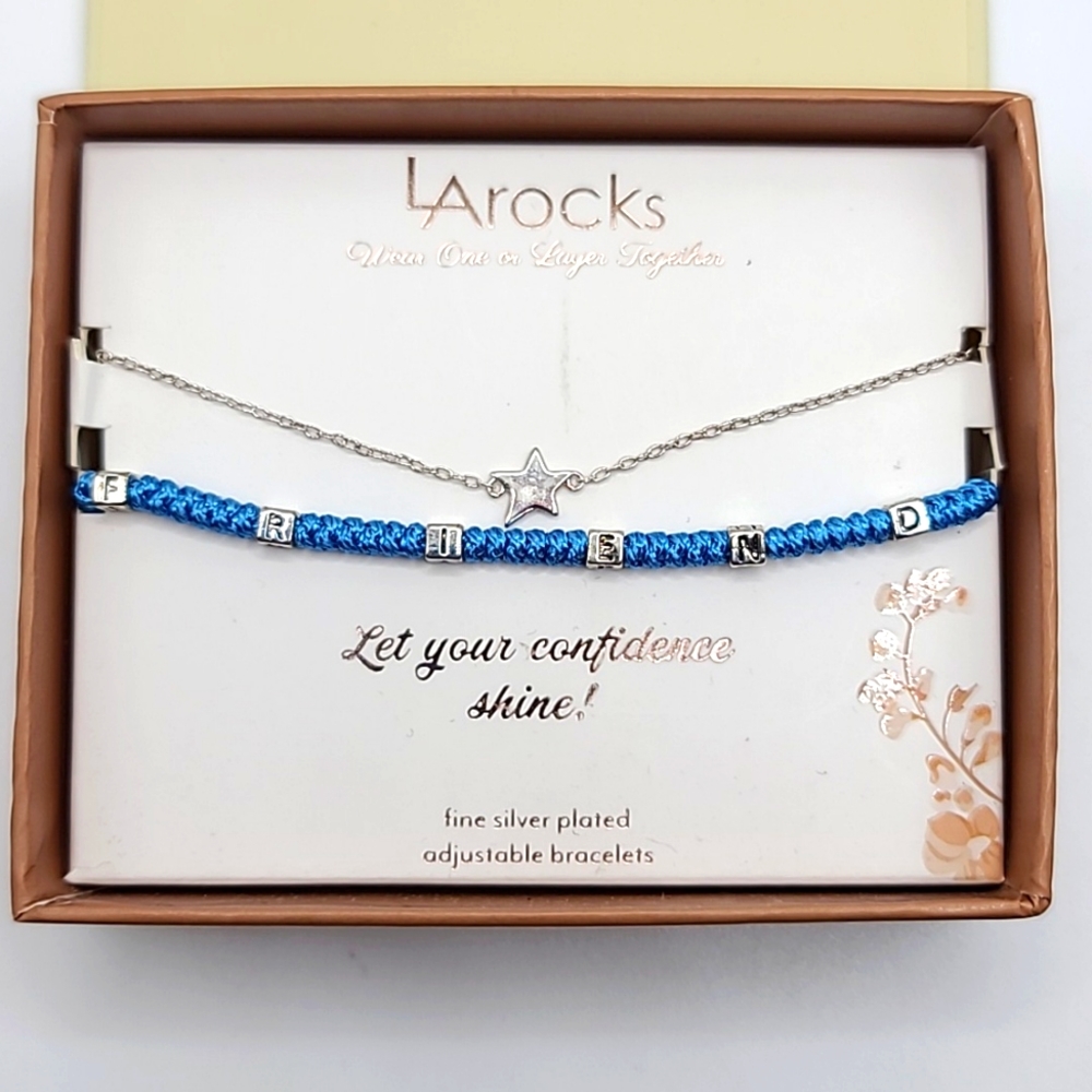 CLEARANCE LA Rocks Silver Star & Friendship Bracelet Set
